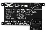 New 1400mAh Battery for Amazon D01200,DR-A014,Kindletouch,KindleTouch4th; P/N:170-1056-00,DR-A014,MC-354775,S2011-002-A,S2011-002-S