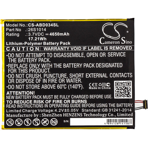 Cameron Sino 4650mAh battery for Amazon Kindle Fire 8 7 Generation,  SX034QT,  Kindle Fire 8.7,  SX0340T