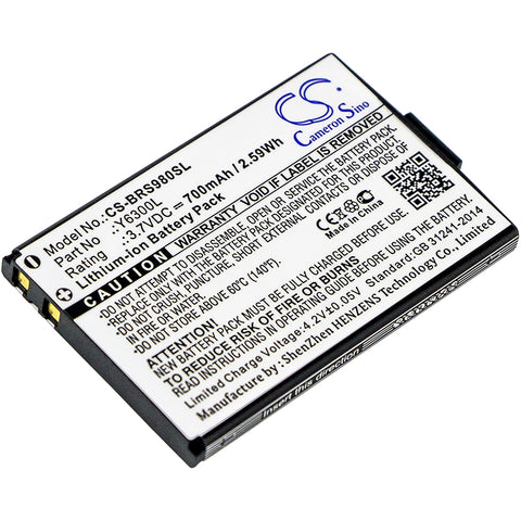 Blinc G2,ONEAL,RF710,RF-730,RS-980,RT-712,RX-960,TORC,V200,VCAN; P/N:Y6300L Battery