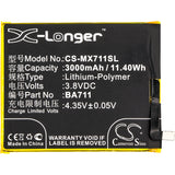 New 3000mAh Battery for Meilan M6,M6 Dual SIM,M6 Dual SIM TD-LTE,M711C,M711M,M711Q; P/N:BA711