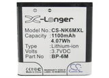 New 1100mAh Battery for Nokia 3250,3250 XpressMusic,6151,6233,6234,6280,6288,9300,9300i,N73,N73 Music Edition,N77,N93; P/N:BP-6M