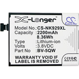 New 2200mAh Battery for Nokia iCOM,Lumia 929,Lumia 929+,Lumia 930,RM927; P/N:BV-5QW