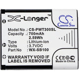 New 700mAh Battery for Panasonic AttuneIIHD3,WX-CH455,WX-ST100,WX-ST300; P/N:WX-SB100