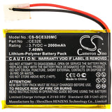 New 2000mAh Battery for Safety Vision Prima Facie,SV-PRIMAFACE32E; P/N:CE32E