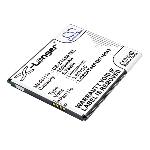 ZTE 602ZT,A521,BA520,BA603,Blade A520,Blade A520C,Blade A520C Dual SIM,Blade A520C Dual SIM LTE,Blade A521,Blade A603,Blade E02; P/N:Li3824T44P4H716043 Battery