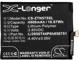New 4900mAh Battery for ZTE Nubia N2,Nubia N2 Dual SIM,Nubia N2 Dual SIM TD-LTE,NX575J; P/N:Li3950T44P6h856751